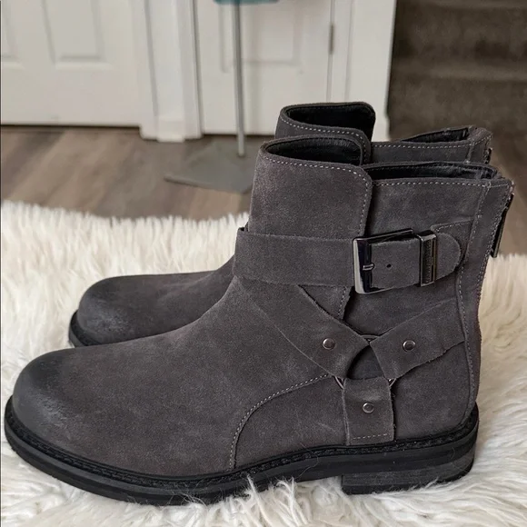 Karl Lagerfeld Gray Men's Suede Leather Boots Size 9.5 NWOT